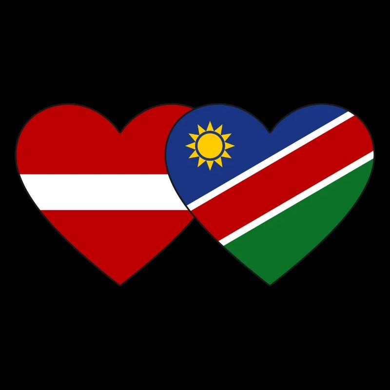 Latvia Namibia Flag Heart