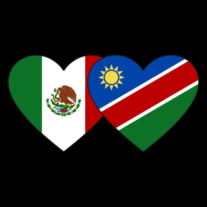 Mexico Namibia Flag Heart