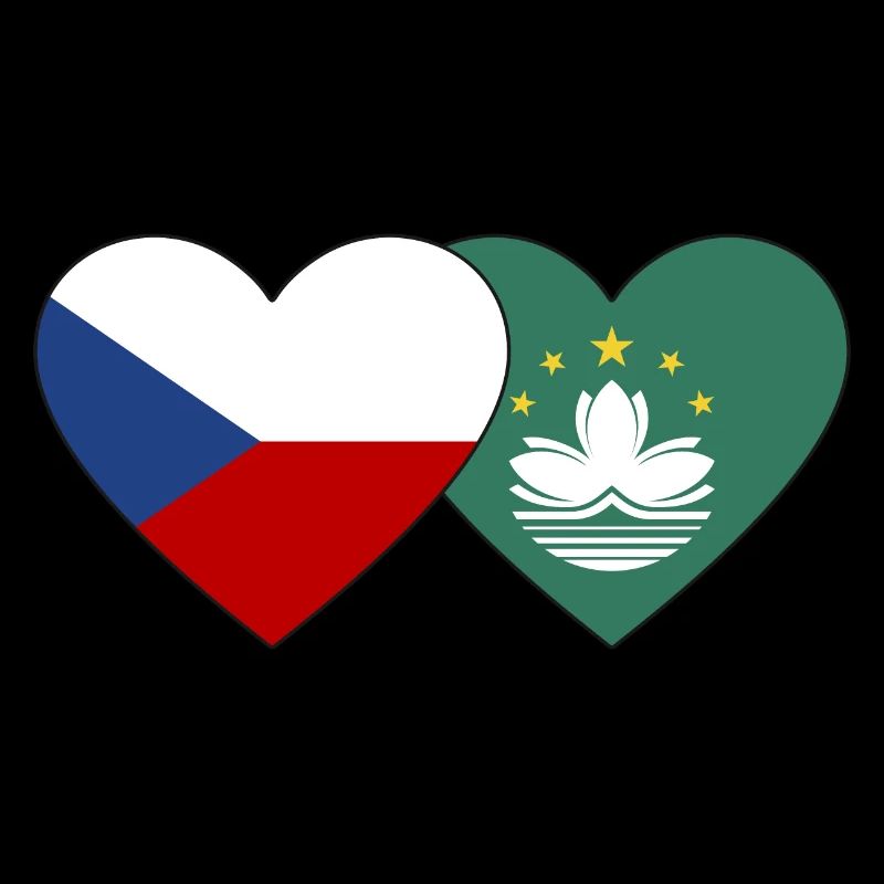 Tschechien Macau Flagge Herz