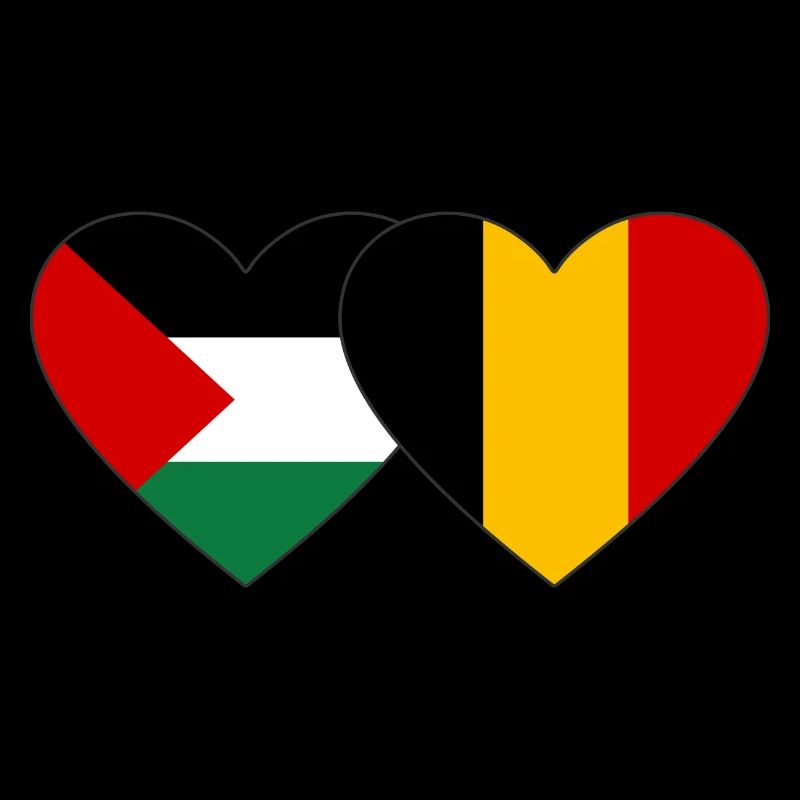 Palestine Belgium Flag Heart