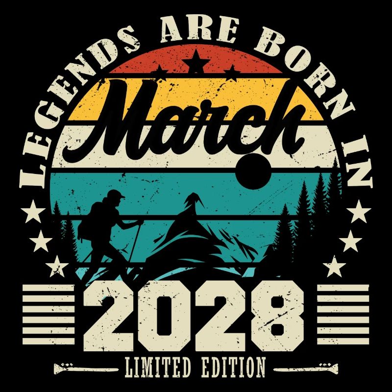 Mars 2028. Cadeau d'anniversaire mars 2028.