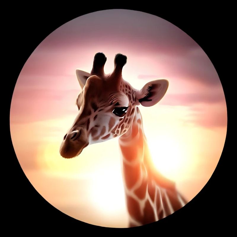 Young giraffe in sunset