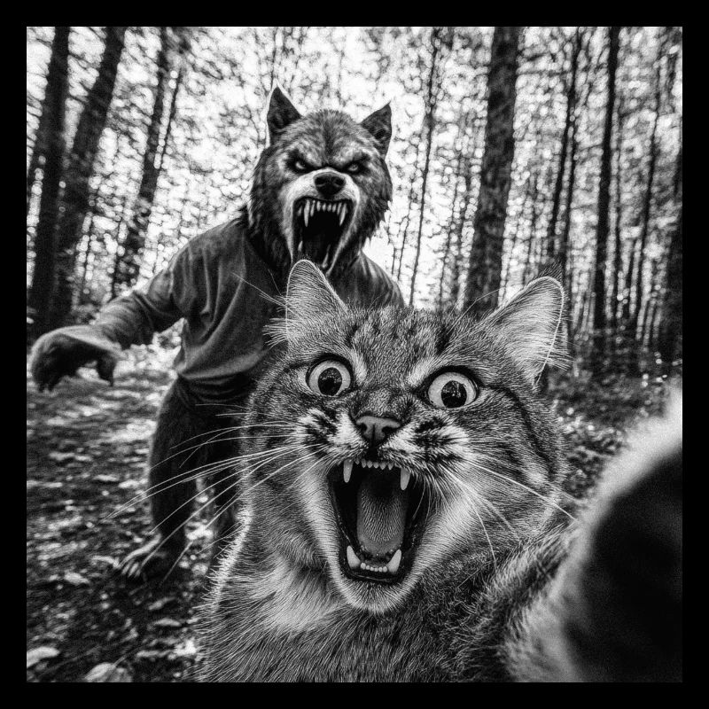 Humor Werewolf Selfie Cat