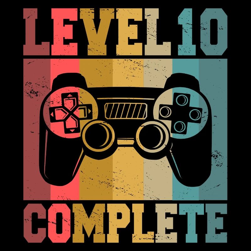 Level 10 Complete 10th Birthday Gamer 10 Years