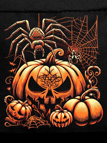 Halloween spider with pumpkins