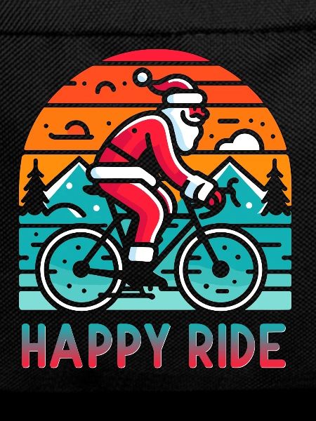 Festive Santa Cycling Illustration