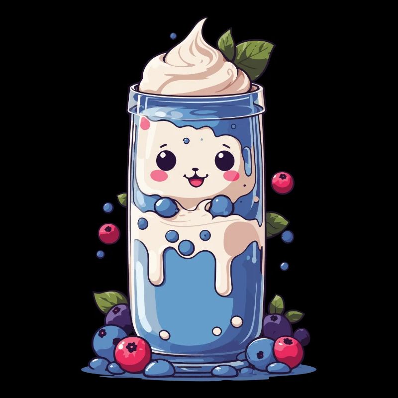 Blueberries Kawaii Milkshake Fun