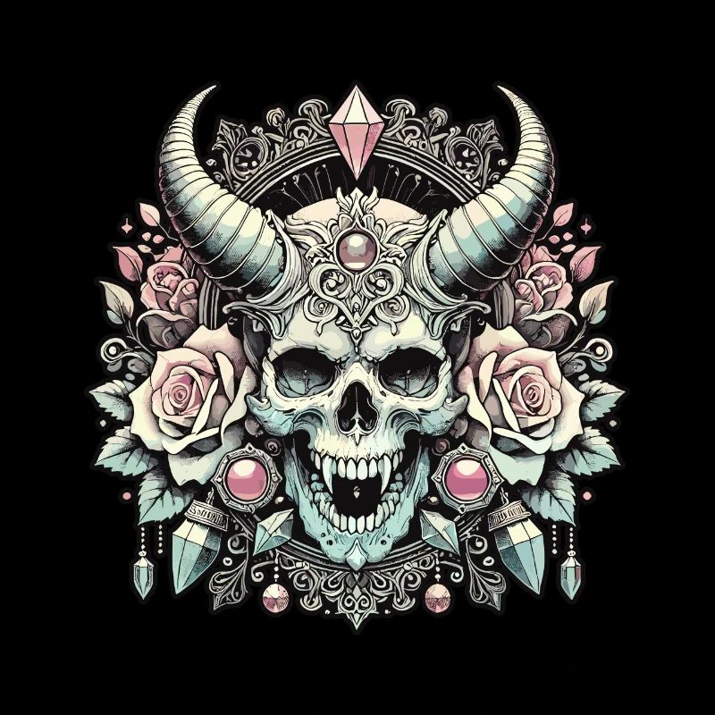 Pastel Goth Aesthetic Dark Skull Design
