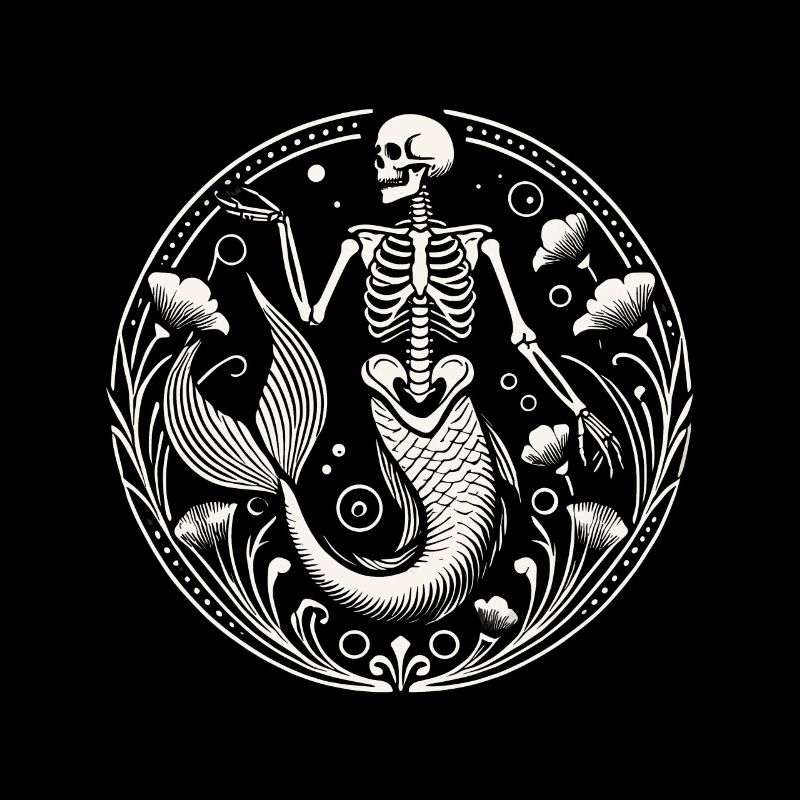 Mystical Skeleton Mermaid Art