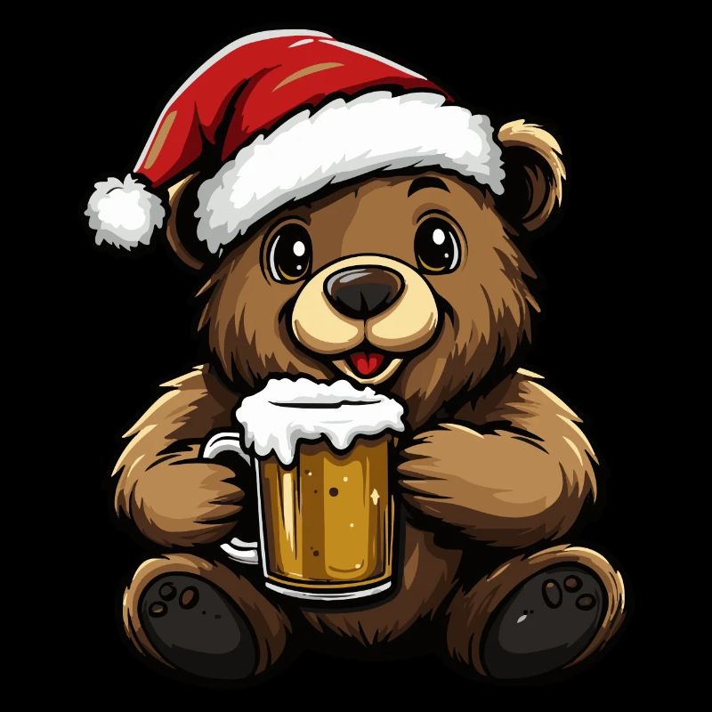 Bear Christmas Beer Funny