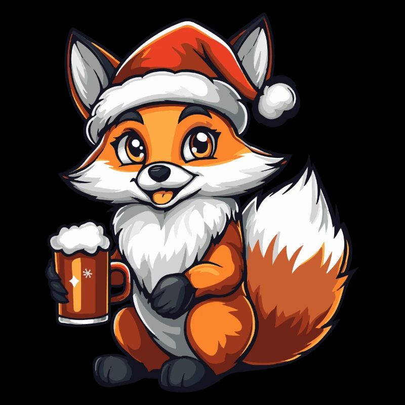 Fox Christmas Beer Funny
