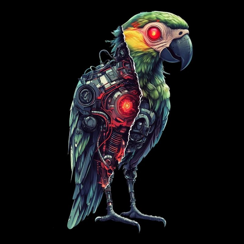 Funny Robot Art Parrot Cyborg Bird Parrot