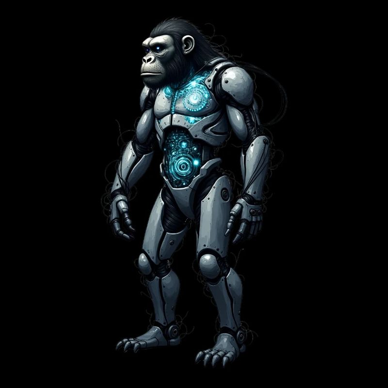 Lustiger Roboter Kunst Affe Cyborg Tier AI Monkey