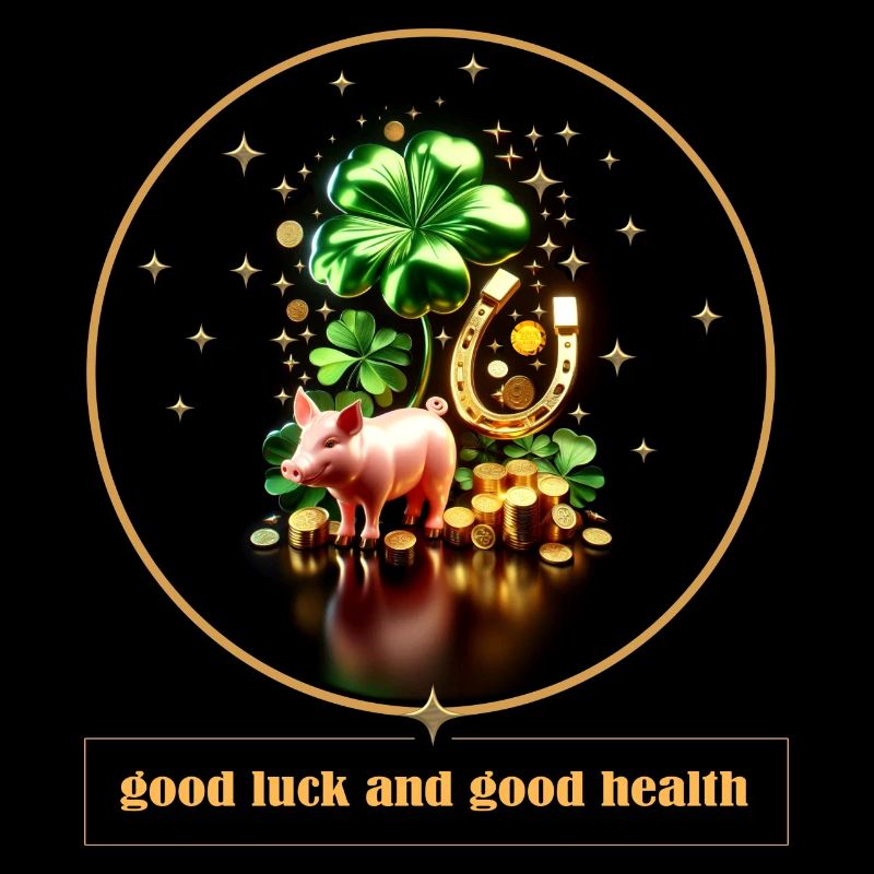 Lucky pig with shamrock and coins