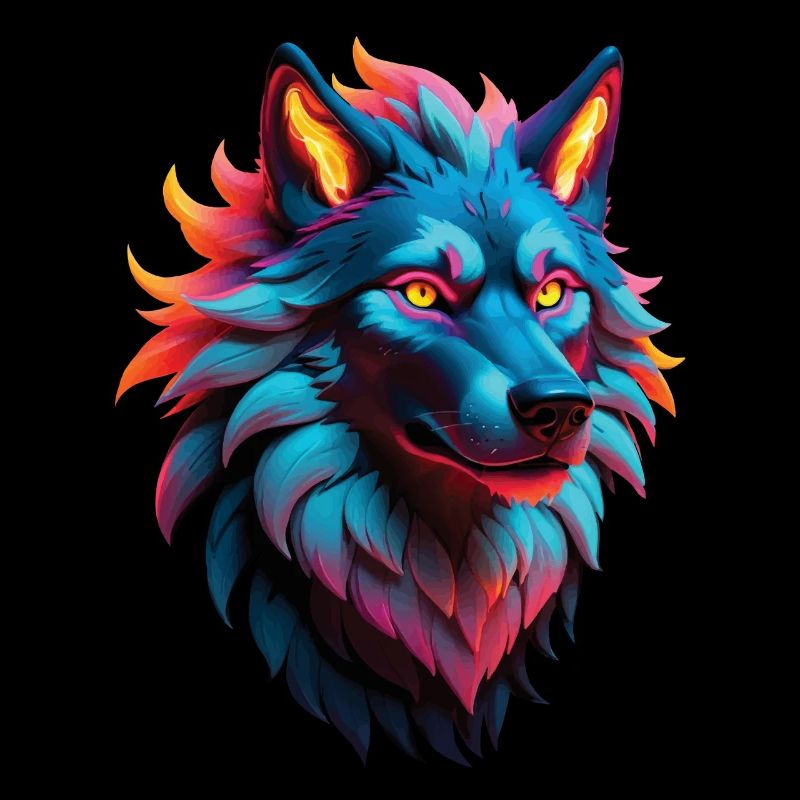 Wolf Liebhaber Wildtier Kunst Wolf Bunt Tier