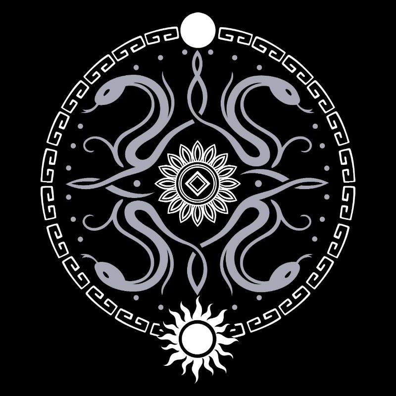 Roue serpentine avec soleil et lune