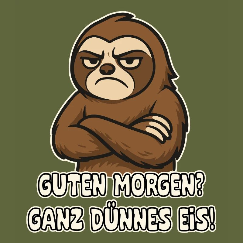 Grumpy sloth with saying