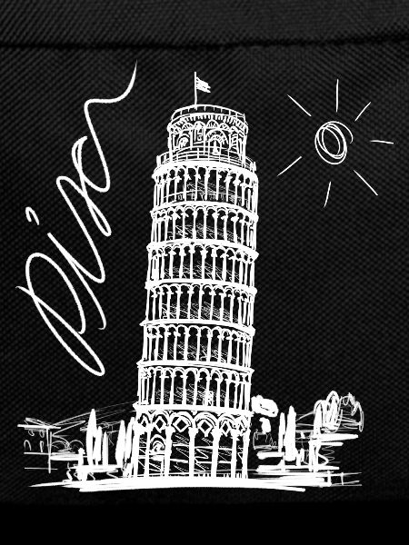 Pisa Tower White-on-Black Art Hand Drawn