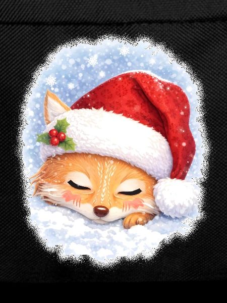 Sleeping fox with Christmas hat
