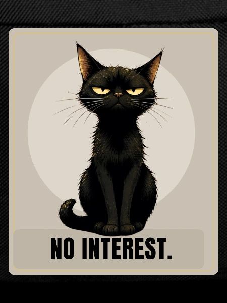 NO INTEREST Sarcastic Black Cat Design
