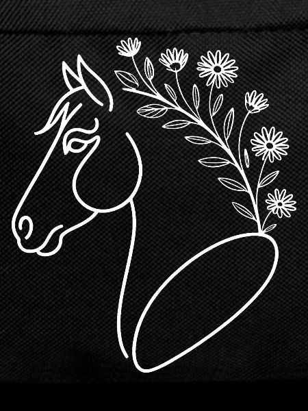Hengst im Blumenkranz