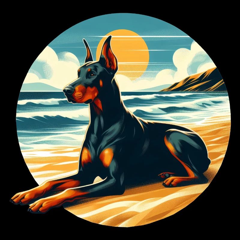 Doberman sur la plage