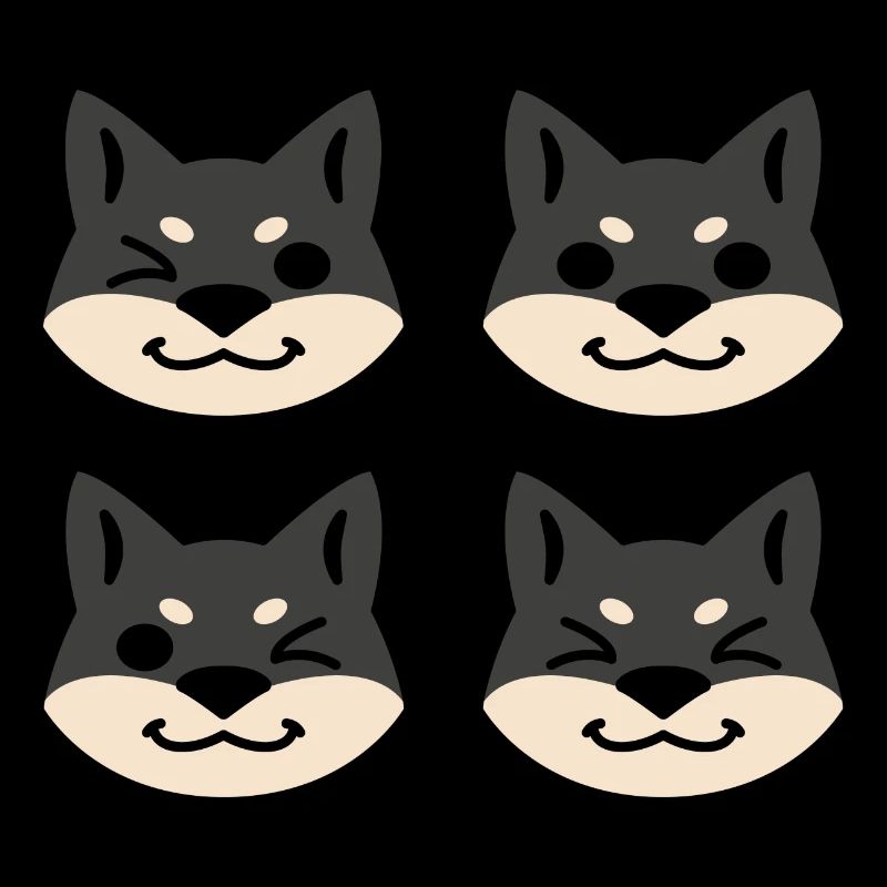Four Black and Tan Shibas