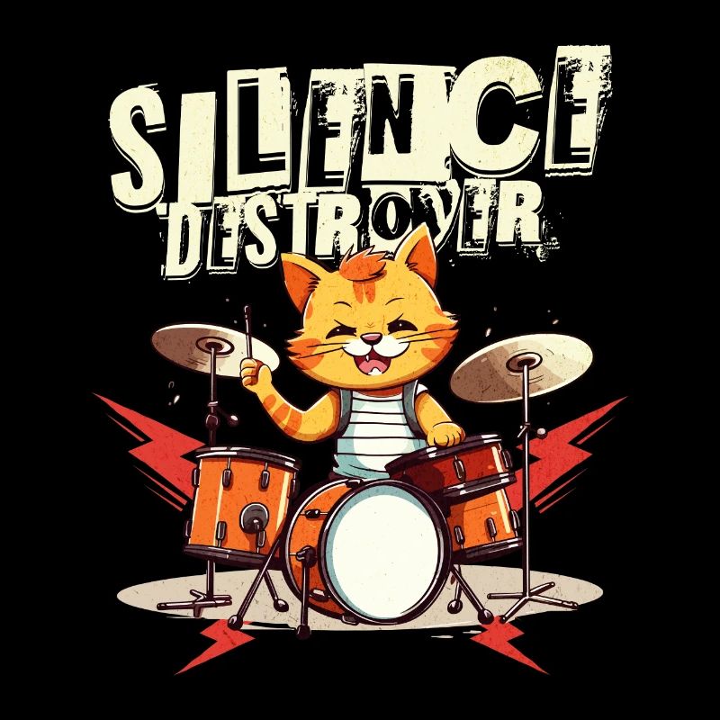Drums Drums Silence Destroyer Cat Funny