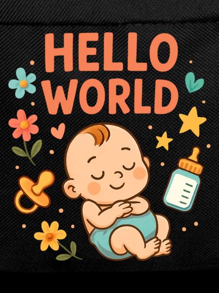 Hello World Baby Nursery Illustration