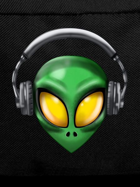 Alien with headphones