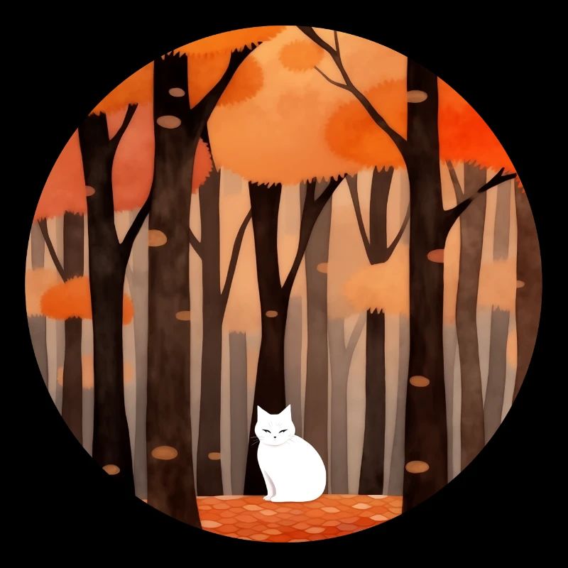 Cat in autumnal forest