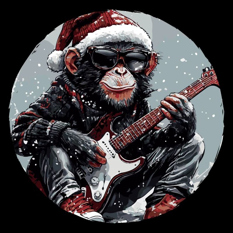 Affe Weihnachten Rocker Gitarre