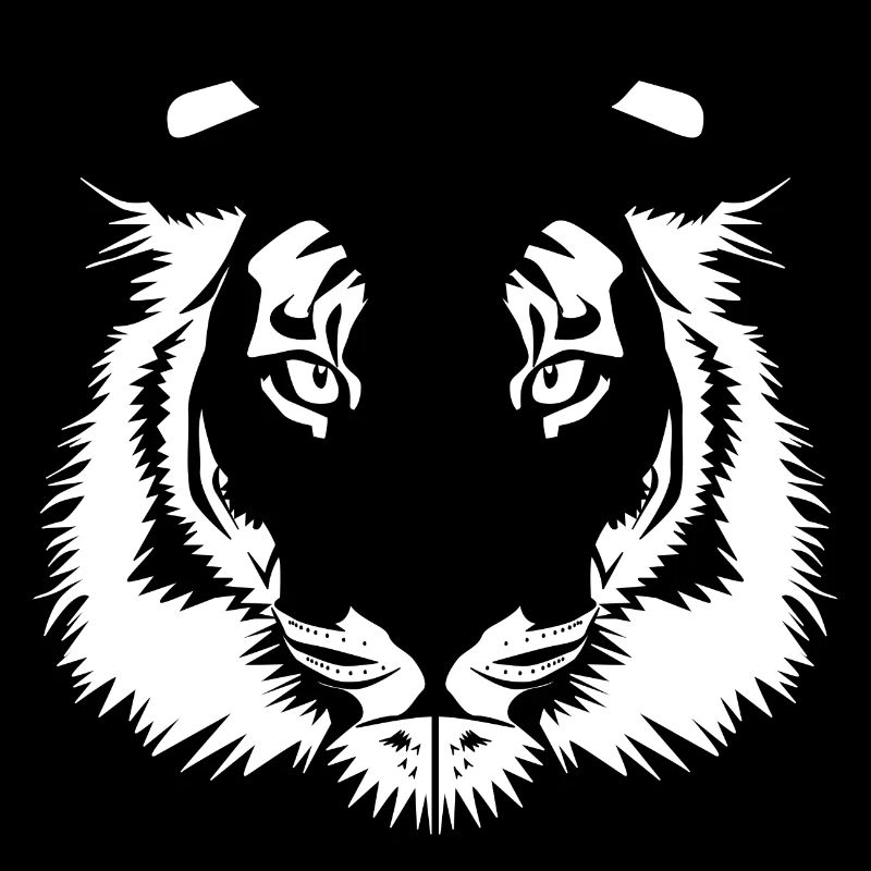 Tiger head black white