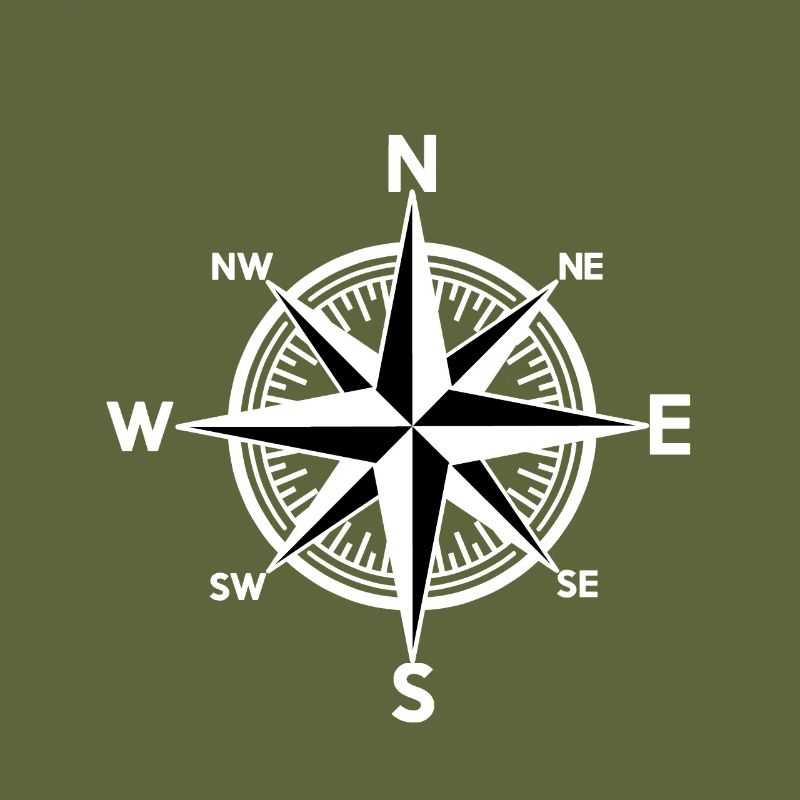 White Wind Rose Compass Nautical Direction