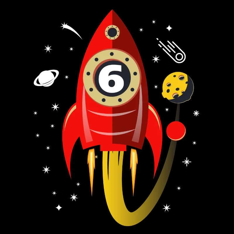 6 Years Birthday Rocket Gift