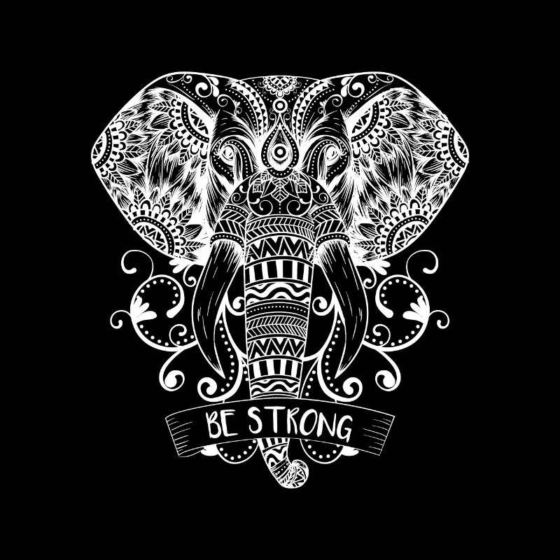Éléphant Mandala en blanc