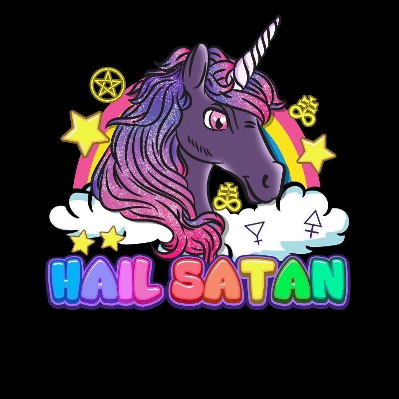 Hail Satan unicorn rainbow devil Halloween
