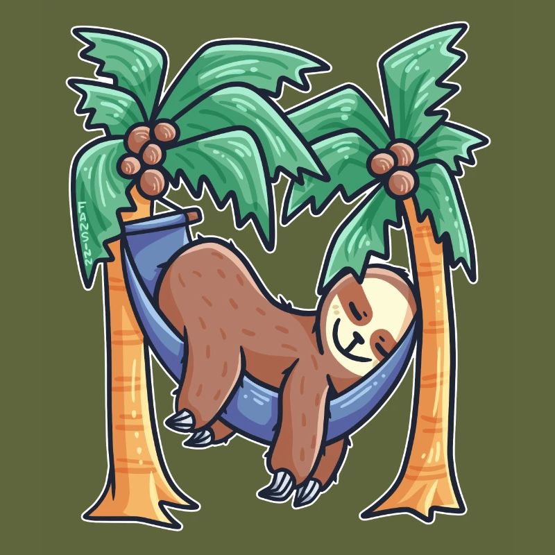 sleeping sloth in the hammock on palm trees