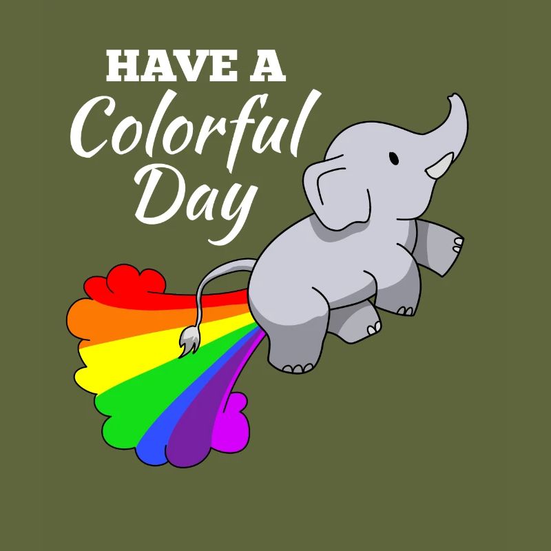 Elefant Witz Comic Illustration Regenbogen