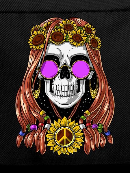 Sunflowers Hippie Skull