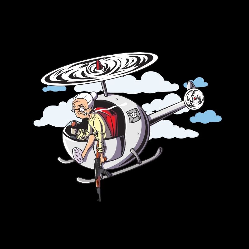 Oma Im Hubschrauber