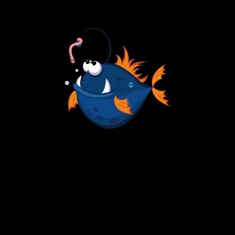 Design de pêcheur. Un poisson mignon avec un petit ver.