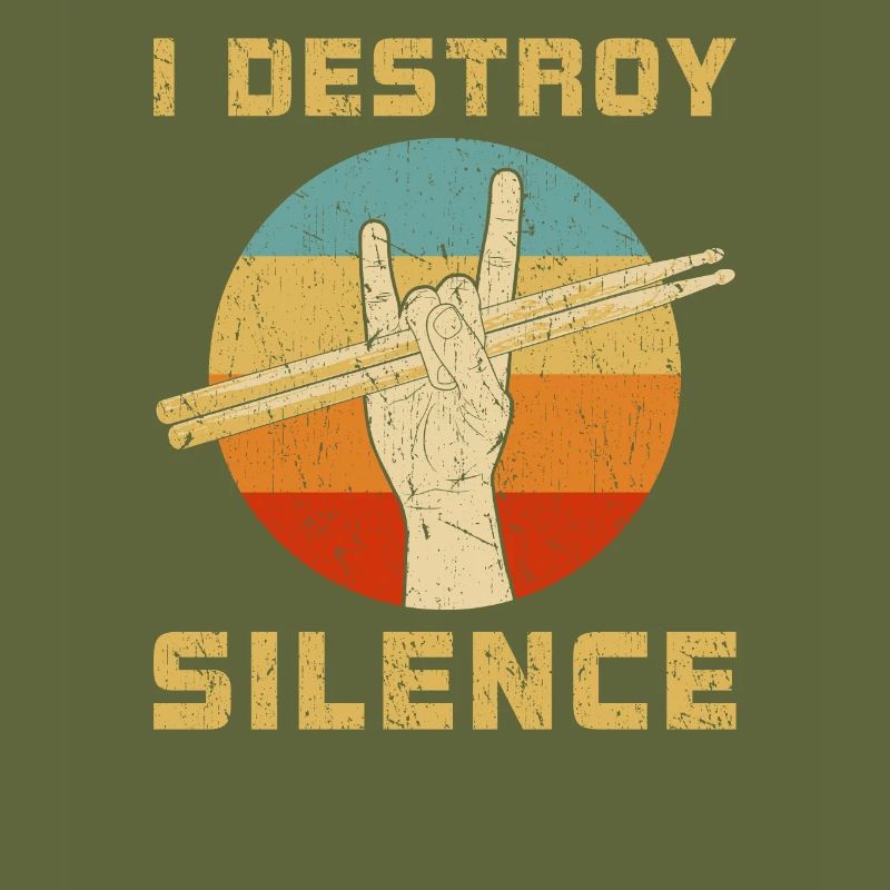 Ich zerstöre Silence Drum Set Drummer Retro Drumming