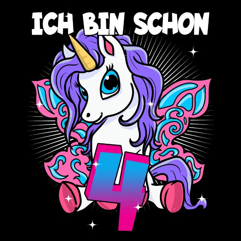 Ich bin schon 4 Einhorn Geburtstag Pferd Geschenk