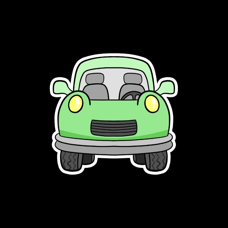 Cheerful green wagon front view