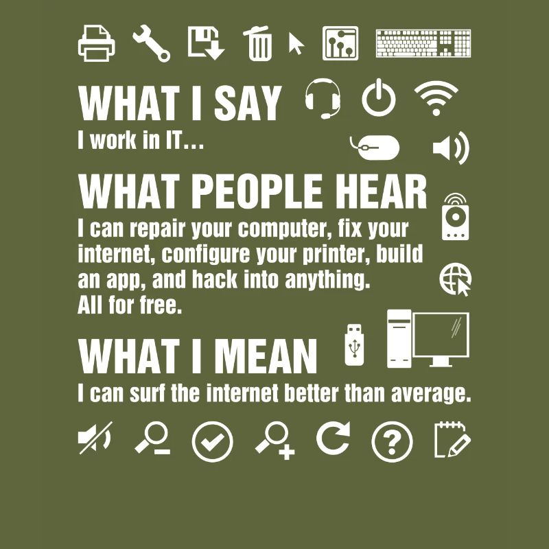 I Work In IT Funny Computer Whisperer Geek IT Prof