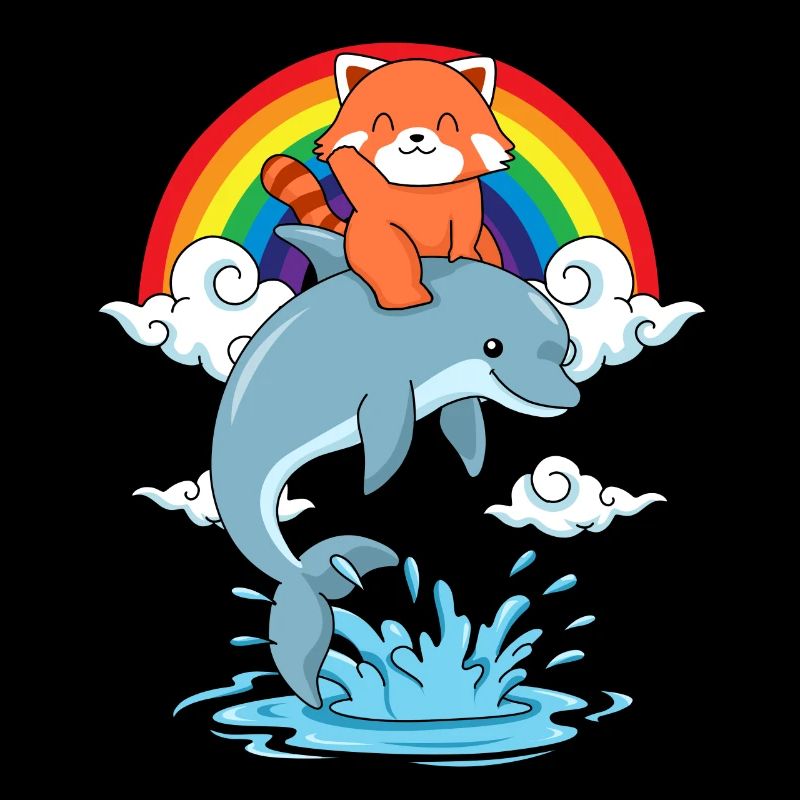Roter Panda Geschenk Delfin Regenbogen Red Panda