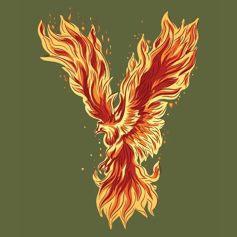 Phoenix Rising Fire Bird Mythical Artwork