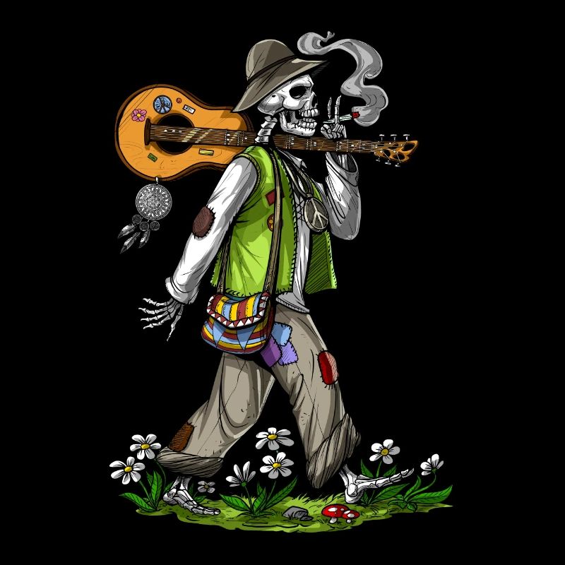 Skeleton Hippie Stoner