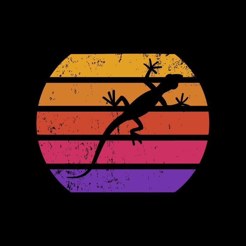 Retro lizard sunset reptiles gecko